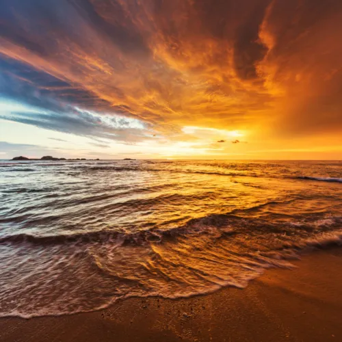 Sunset over beach